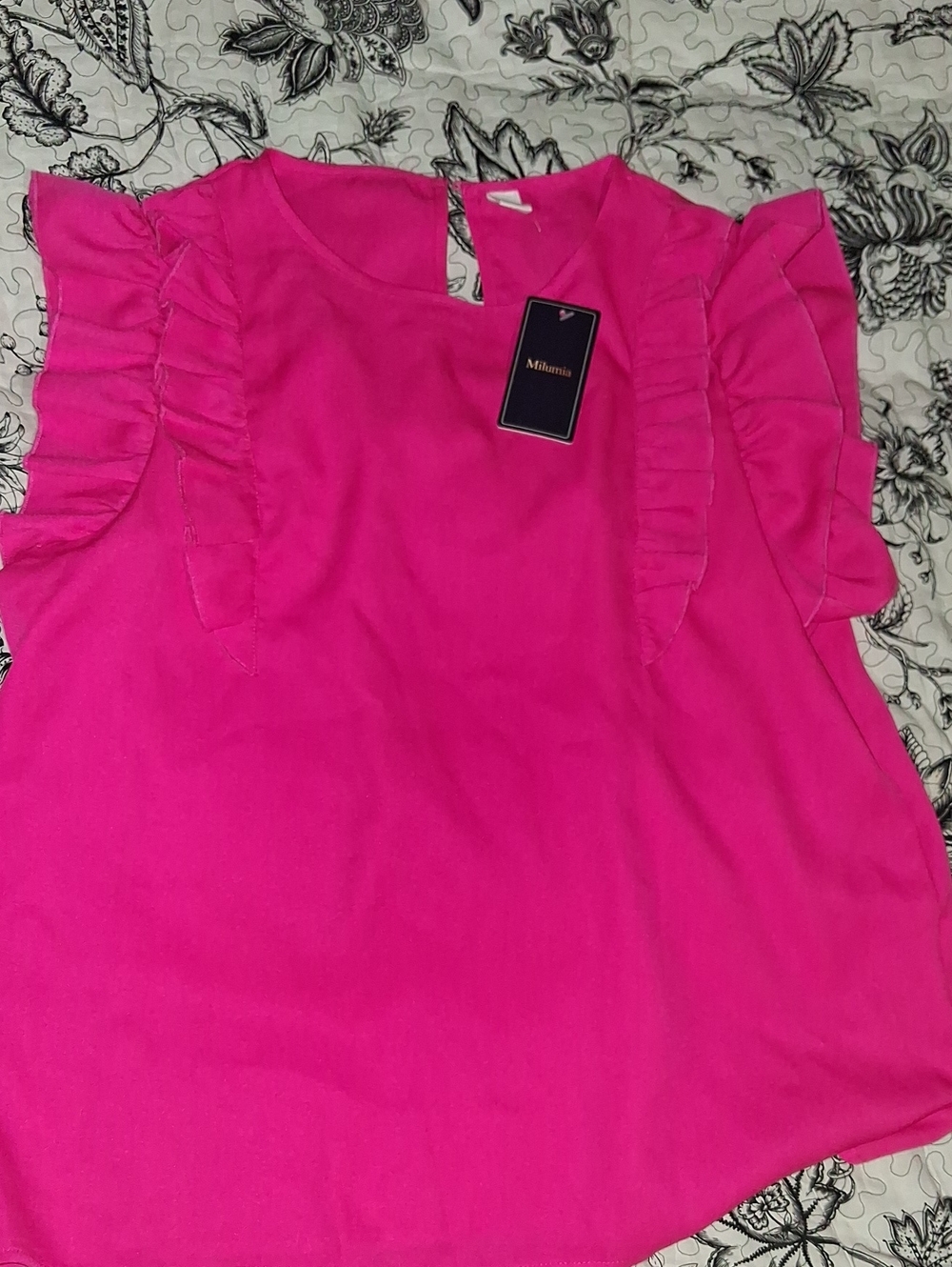Milania Hot Pink Ruffle Sleeve Blouse